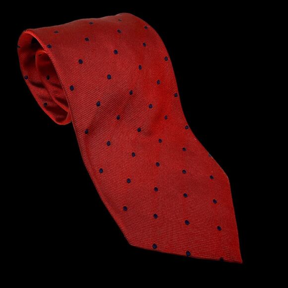 Vintage Brooks Brothers Tie Red/Blue Polka Dot Woven England Made USA Silk. 57” - Picture 2 of 16